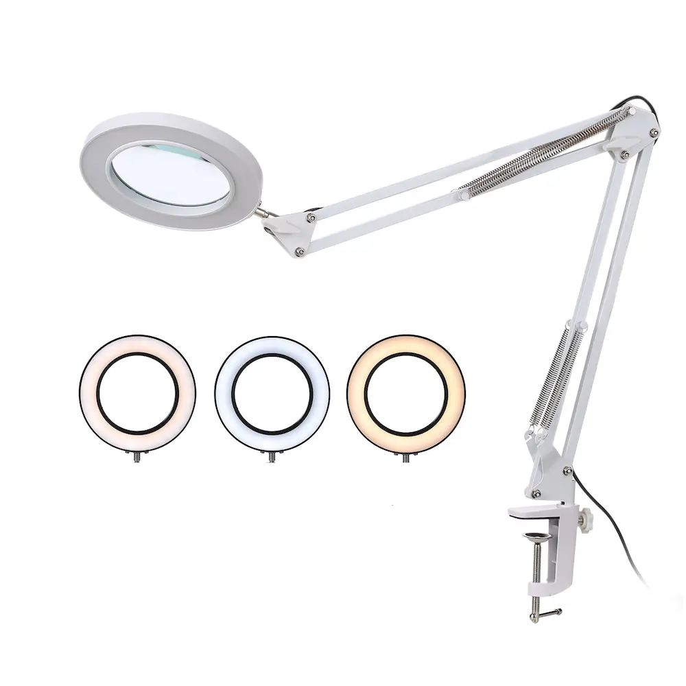Lampe loupe Astrid blanche avec grossissement pour lecture