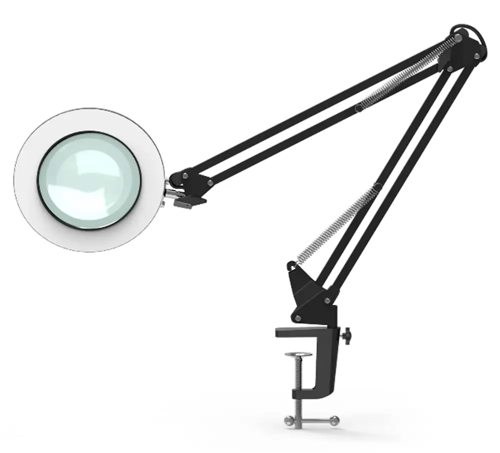La lampe loupe à fixer sur le bord d’un bureau grâce à sa pince