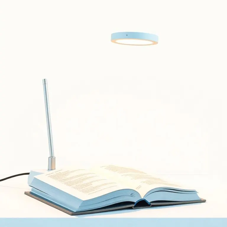 Illustration aquarelle d'une lampe de bureau LED moderne au-dessus d'un livre